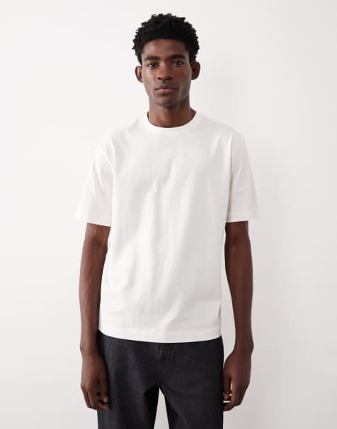 Camiseta color crema de corte estándar distintivo de tejido grueso AC-T-251 de ASOS COLLECTIVE - view 1