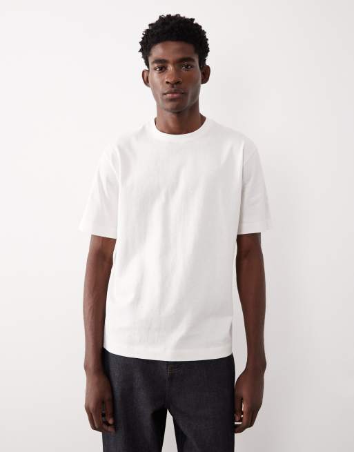 Camiseta color crema de corte estándar distintivo de tejido grueso AC-T-251 de ASOS COLLECTIVE