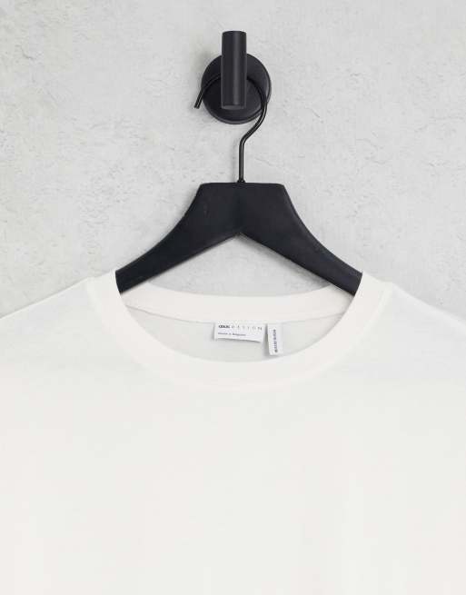 Camiseta crema de corte largo extragrande DESIGN | ASOS