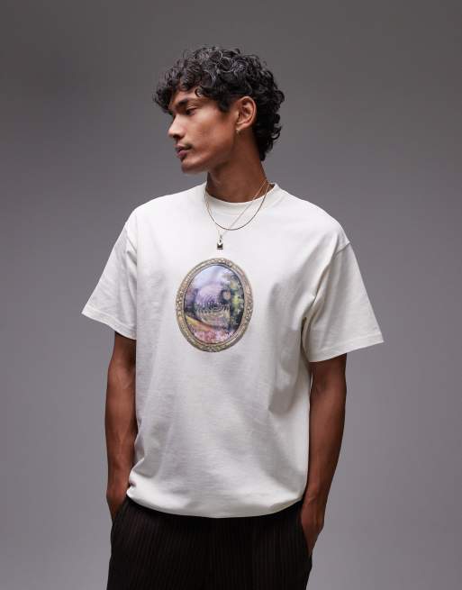 Camiseta color crema de corte suelto con estampado de espejo de Carhartt WIP