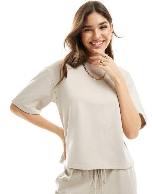 Camiseta color crema de estar por casa Majken de Lindex