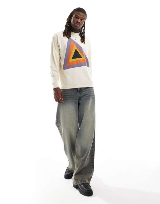 Camiseta color crema de manga larga y corte cuadrado con estampado de prisma de Levi's SKATEBOARDING