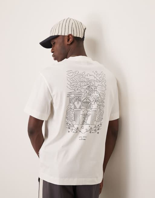 Camiseta color crema extragrande con detalle estampado de Selected Homme x Nous Vous