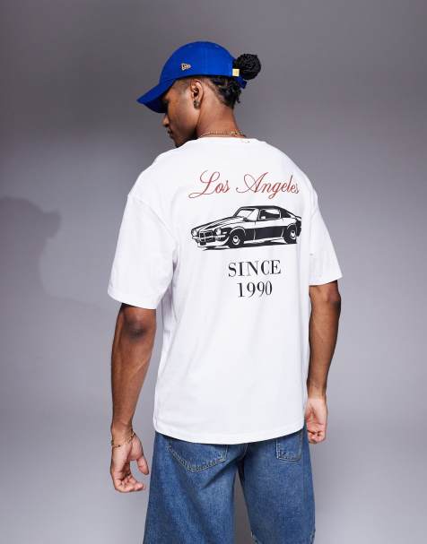 Camiseta color crema extragrande con estampado de coche en la espalda de ADPT - view 1