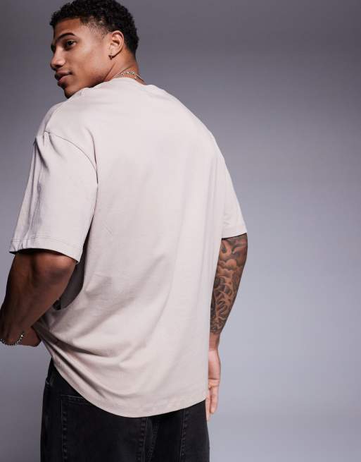Camiseta color crema extragrande con estampado de pájaros en el pecho de ADPT, 3 de 4