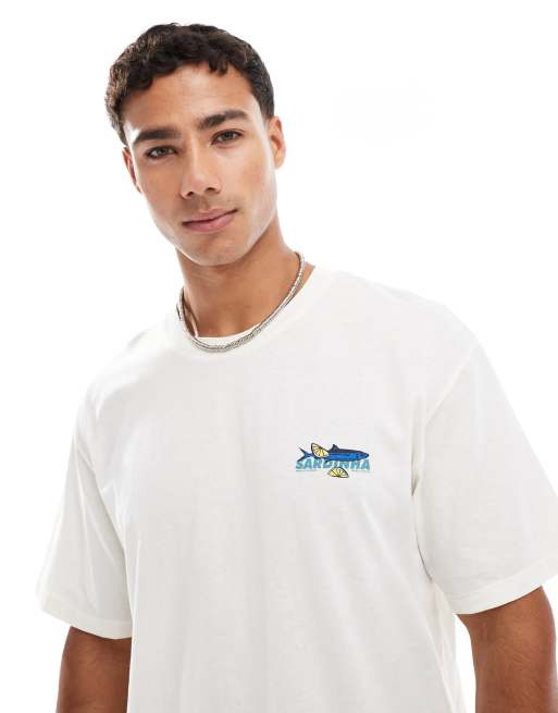Camiseta color crema extragrande con estampado de sardinas en la espalda de Jack & Jones, 3 de 4