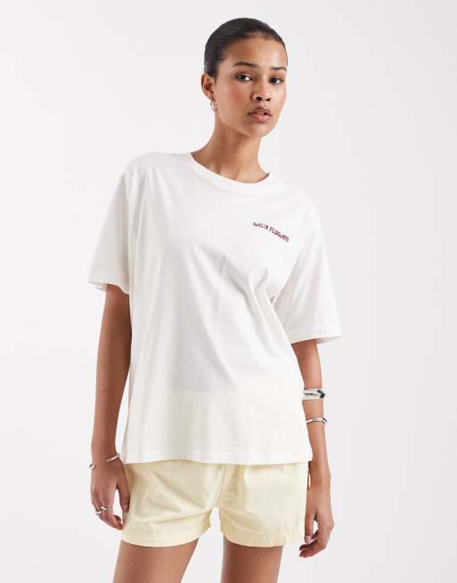 Camiseta color crema extragrande con estampado floral de JJXX, 4 de 4