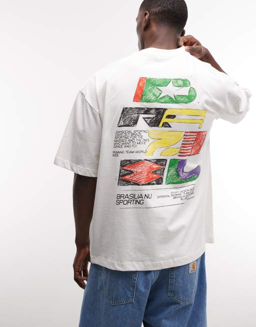 Camiseta color crema extragrande con estampado gráfico "Brasil" de ASOS DESIGN, 2 de 5