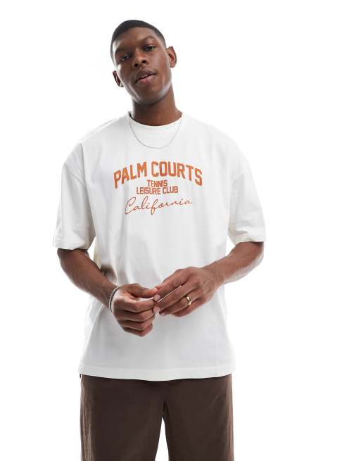 Camiseta color crema extragrande con estampado gráfico deportivo de ASOS DESIGN