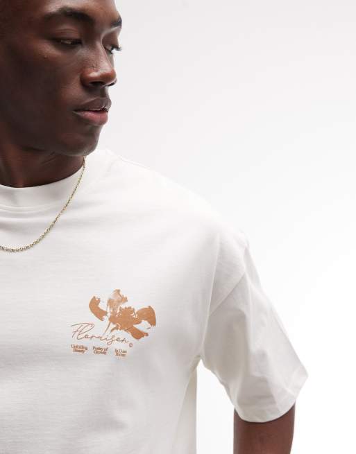 Camiseta color crema extragrande con estampado gráfico floral de ASOS DESIGN, 5 de 5