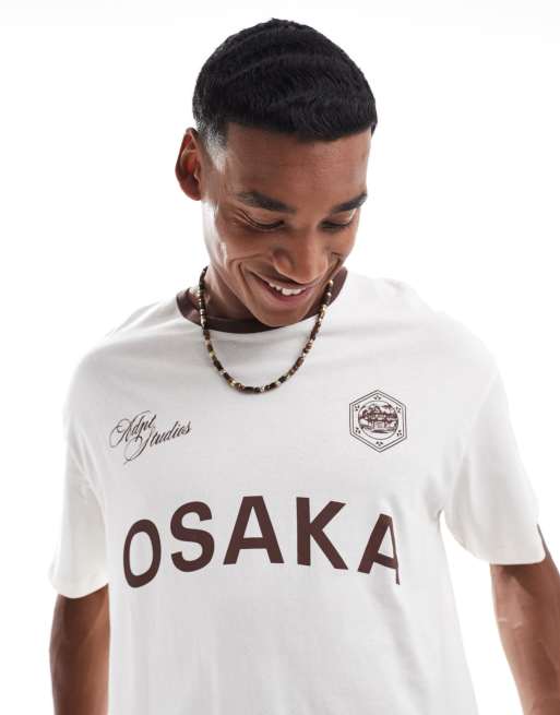 Camiseta color crema extragrande con estampado marrón de estilo fútbol de ADPT , 3 de 4