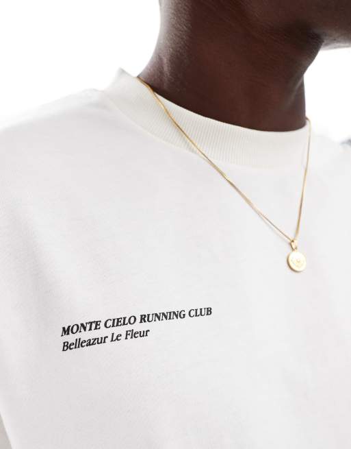 Camiseta color crema extragrande con estampado "Monte Cielo Club" de River Island, 4 de 4