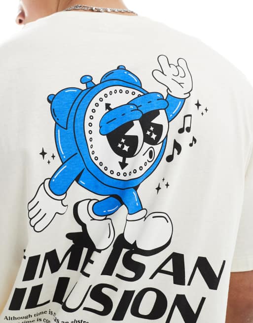 Camiseta color crema extragrande con estampado trasero de Jack & Jones, 4 de 4