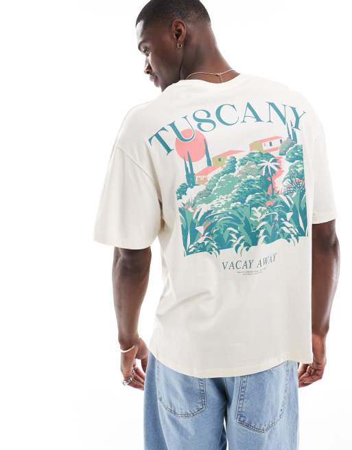 Camiseta color crema extragrande con estampado 