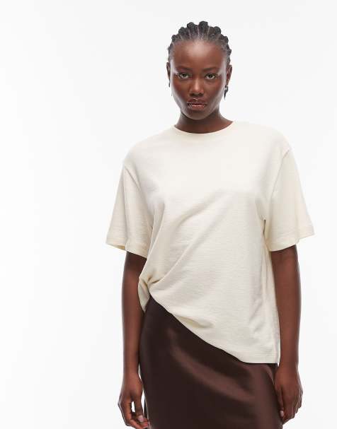 Camiseta color crema extragrande de punto liso texturizado de ASOS DESIGN - view 1