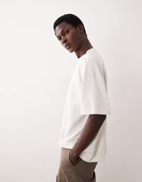 Camiseta color crema extragrande de tejido muy grueso de ASOS COLLECTIVE - view 1