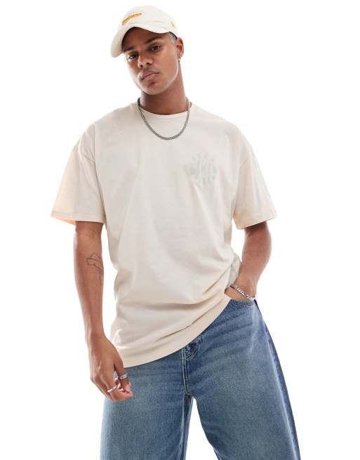Camiseta color crema extragrande Seek Positive de New Look