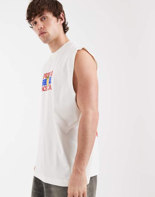 Camiseta color crema extragrande sin mangas con estampado gráfico de limones de ASOS DESIGN, 4 de 5