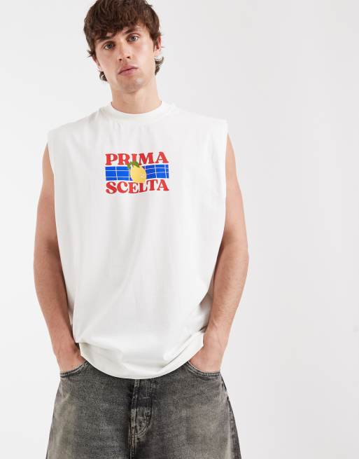 Camiseta color crema extragrande sin mangas con estampado gráfico de limones de ASOS DESIGN, 5 de 5