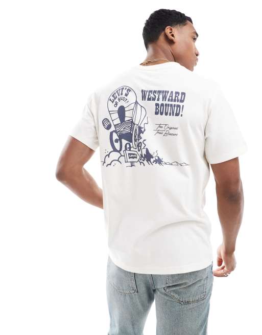 Camiseta color crema holgada con estampado trasero de carromato vaquero Archive de Levi's