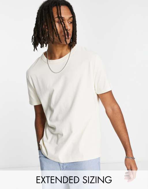 Camiseta color crema holgada de tejido grueso de ASOS DESIGN