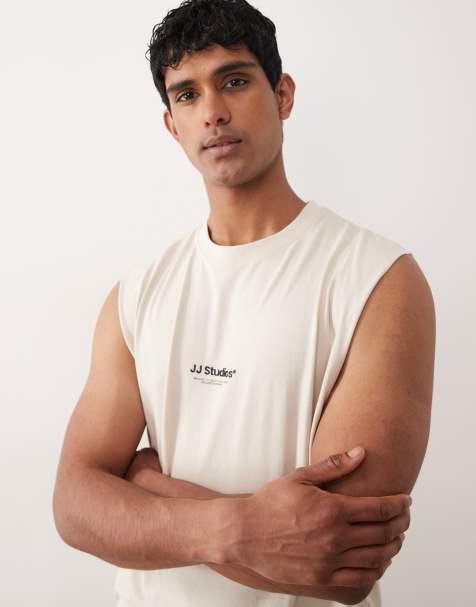 Camiseta color crema sin mangas con logo delantero de Jack & Jones - view 1