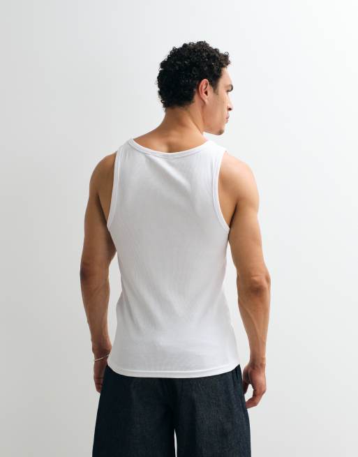 Camiseta color crema sin mangas de canalé de ONLY & SONS, 5 de 7