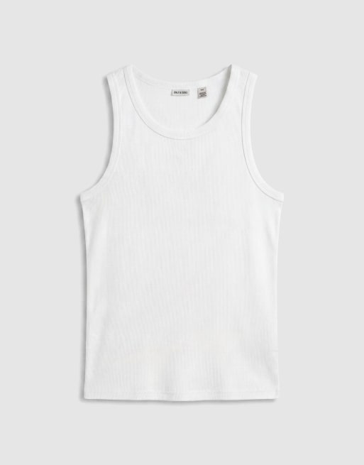 Camiseta color crema sin mangas de canalé de ONLY & SONS, 6 de 7