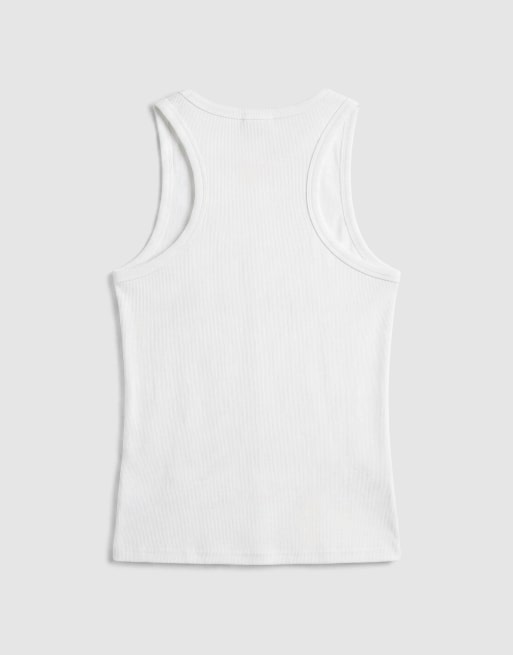 Camiseta color crema sin mangas de canalé de ONLY & SONS, 7 de 7