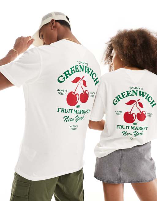 Camiseta color crema unisex de corte estándar con estampado gráfico original de Tommy Jeans