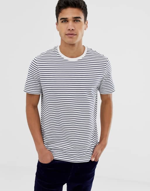Camiseta color crudo a rayas azules de Burton Menswear