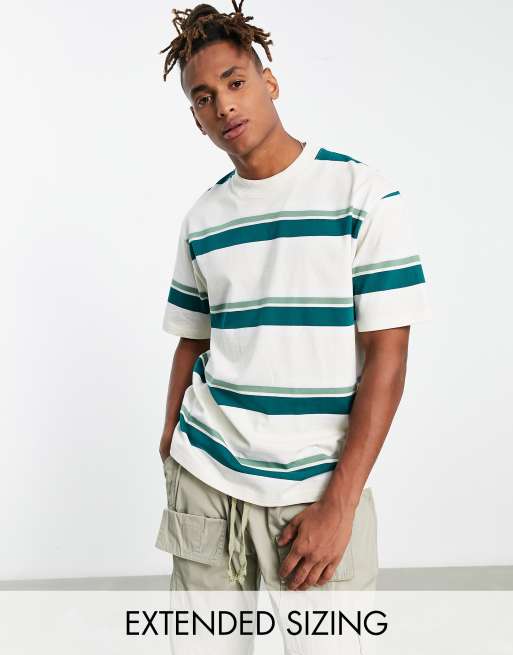 Camiseta color crudo a rayas extragrande de Topman
