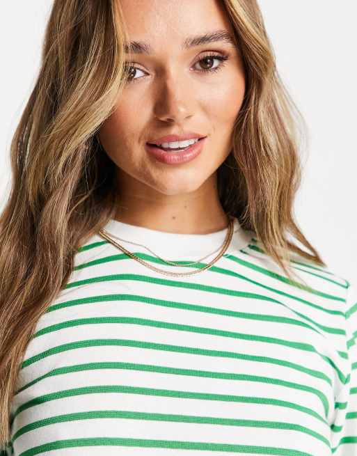 Camiseta color crudo clásica a rayas verdes de ASOS DESIGN, 3 de 4
