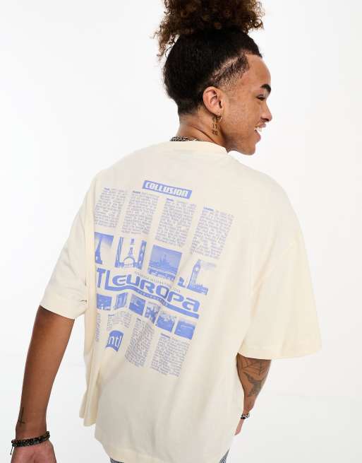 Camiseta color crudo con estampado 