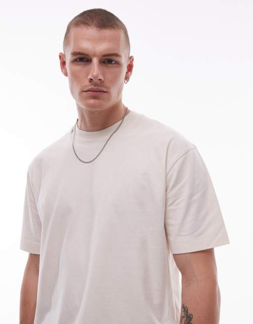 Camiseta color crudo de corte cuadrado de Topman