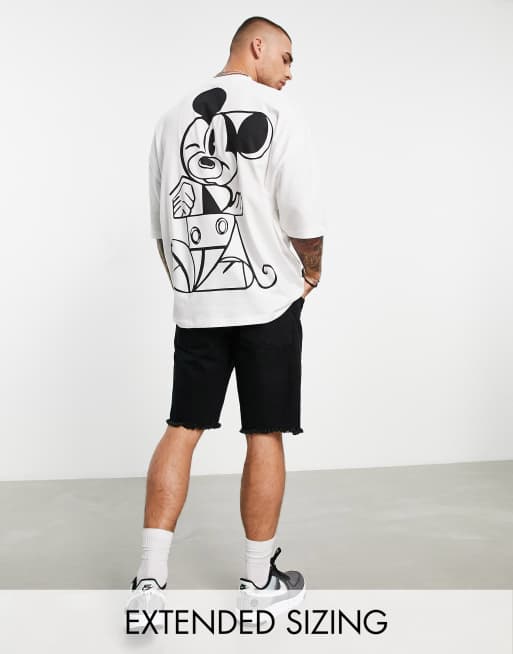 Camiseta color crudo extragrande con estampado de Mickey Mouse de Disney de ASOS DESIGN