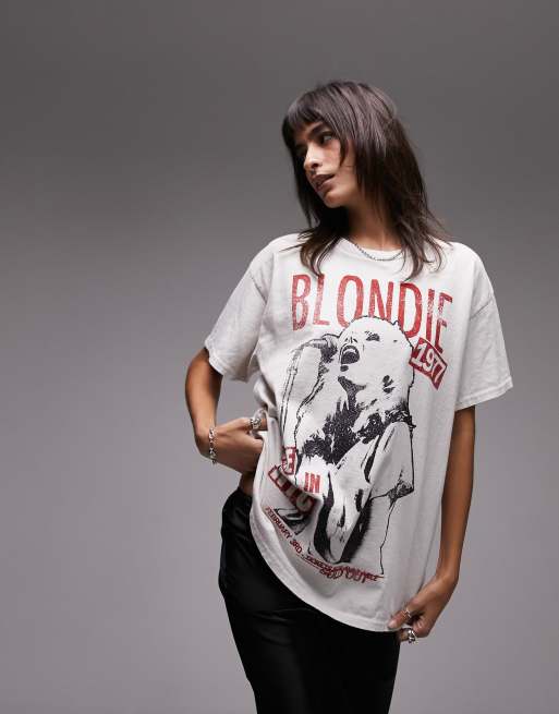 Camiseta color crudo extragrande con estampado gráfico con licencia de Blondie 