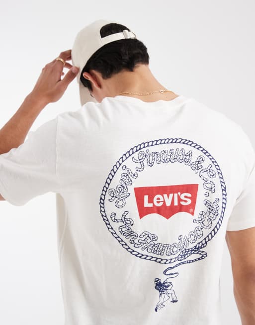 Camiseta color crudo holgada con estampado gráfico en la espalda de Levi's