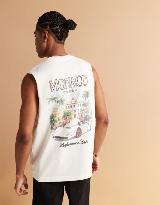 Camiseta color crudo sin mangas con estampado en la espalda de River Island, 2 de 4