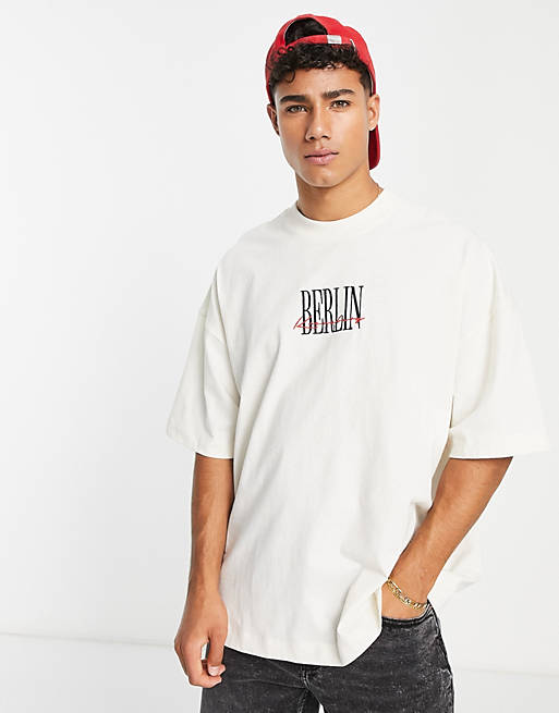 Hombre Other | Camiseta color crudo ultragrande con bordado 