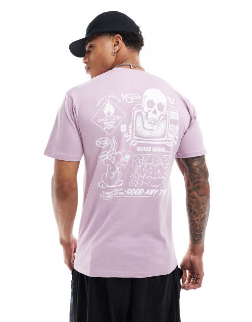 Camiseta color lavanda pálido de manga corta con estampado en la espalda de Vans