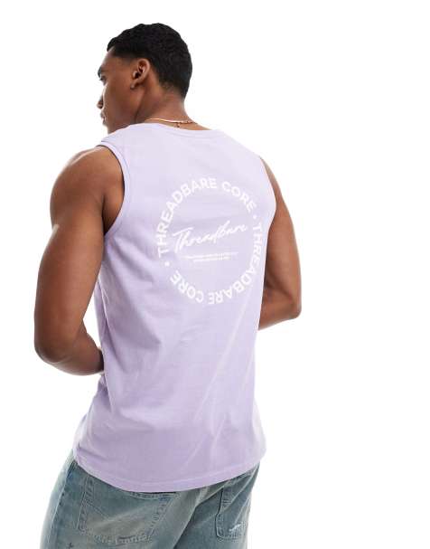 Camiseta color lavanda sin mangas con logo estampado de Threadbare - view 1