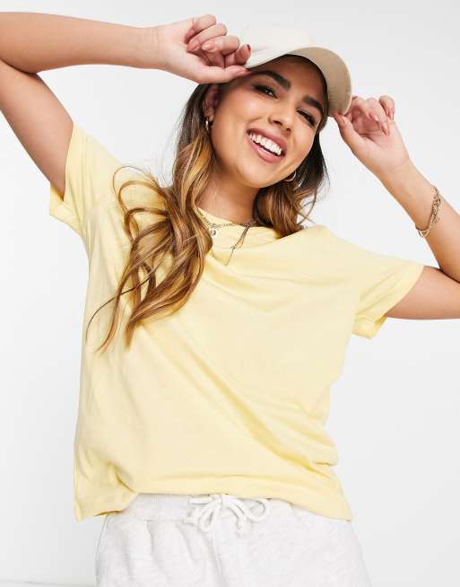 Camiseta color limón con cuello redondo de mezcla de algodón Ultimate de ASOS DESIGN