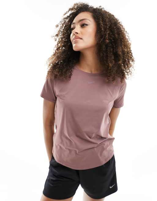 Camiseta color malva ahumado de corte slim Dri-FIT de Nike One Training