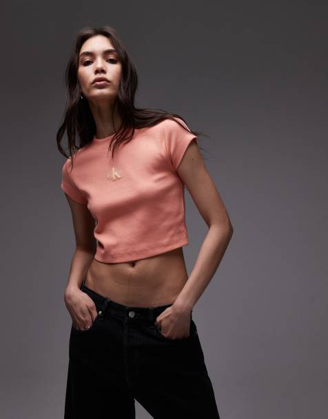 Camiseta color melocotón con diseño encogido y monograma de Calvin Klein Jeans - view 1