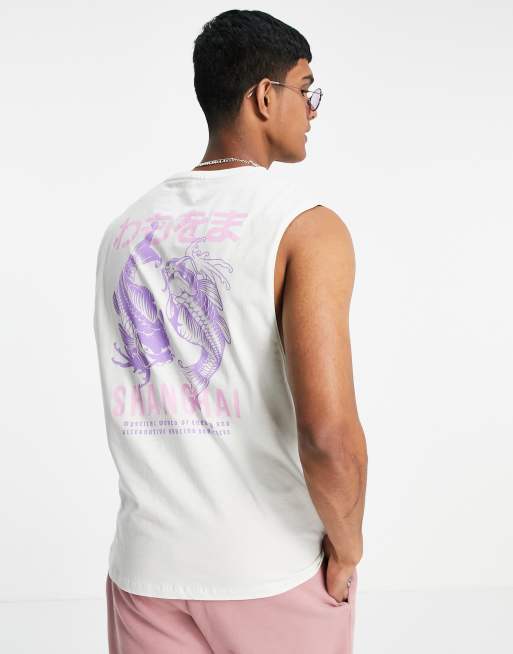 Camiseta color menta extragrande sin mangas con estampado 