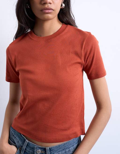 Camiseta color óxido con diseño encogido Everyday de Topshop