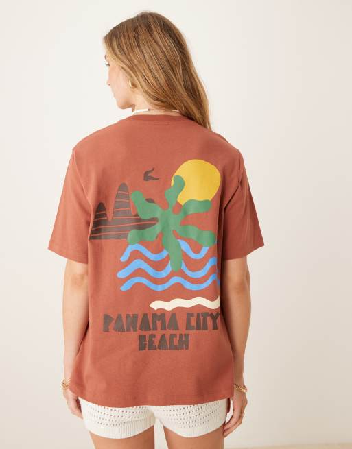 Camiseta color óxido extragrande con estampado gráfico vacacional abstracto de ASOS DESIGN, 4 de 4