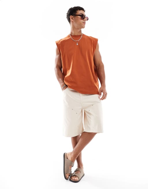 Camiseta color óxido sin mangas extragrande de tejido grueso de ASOS DESIGN , 3 de 4