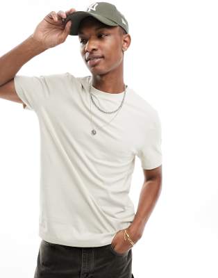 Camiseta color piedra básica con cuello redondo de ASOS DESIGN